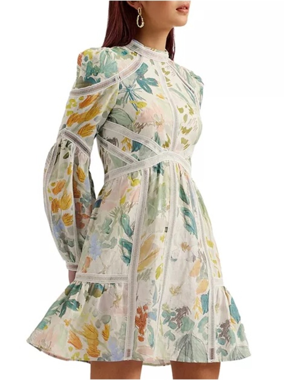 Ted Baker Tealan Floral Print Linen Dress Size 0 NWT
